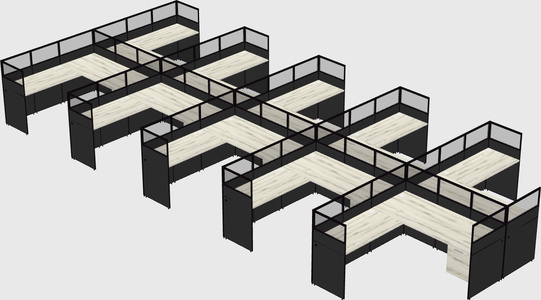 Shared l-shaped cubicle