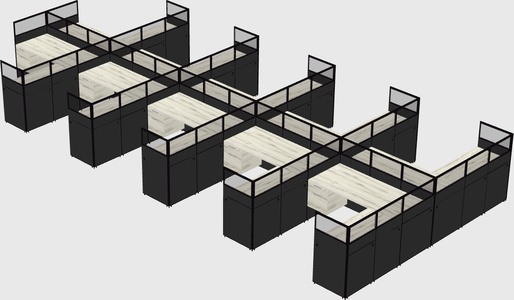 Shared l-shaped cubicle