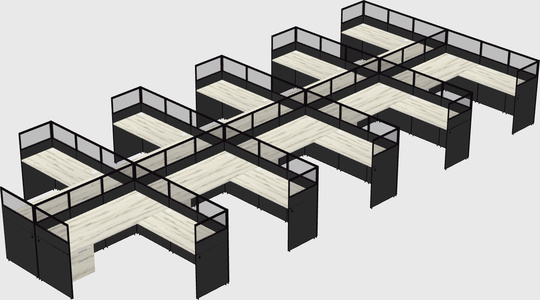 Shared l-shaped cubicle