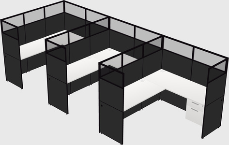 Shared l-shaped cubicle