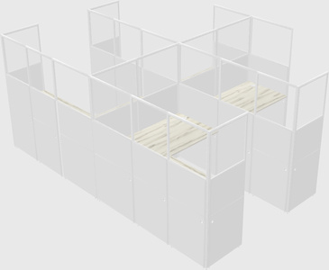Shared l-shaped cubicle
