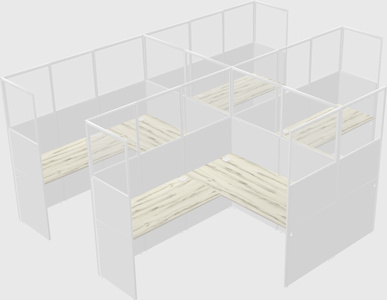 Shared l-shaped cubicle