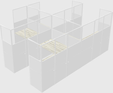 Shared l-shaped cubicle