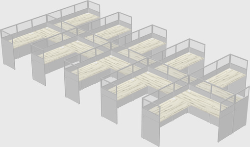Shared l-shaped cubicle