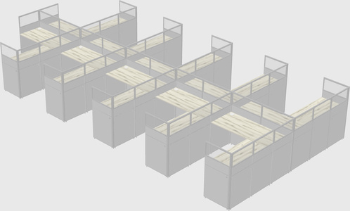 Shared l-shaped cubicle