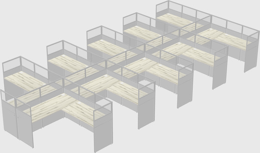 Shared l-shaped cubicle