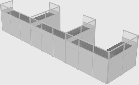 Shared l-shaped cubicle