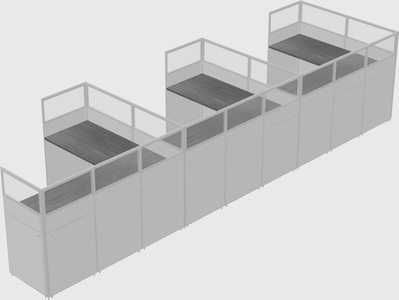 Shared l-shaped cubicle