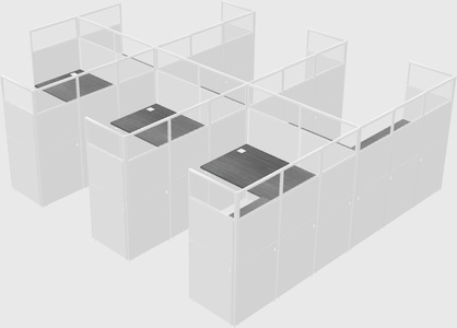 Shared l-shaped cubicle