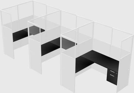 Shared l-shaped cubicle