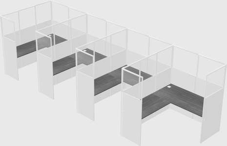Shared l-shaped cubicle