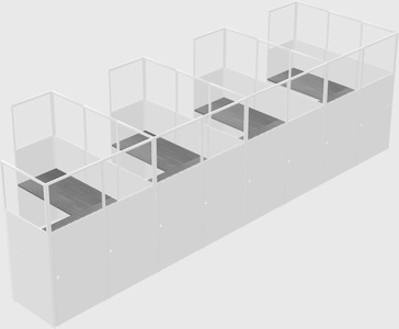 Shared l-shaped cubicle
