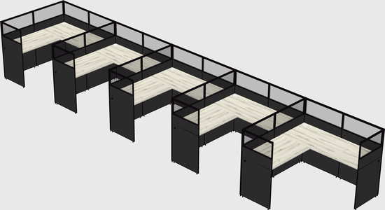 Shared l-shaped cubicle