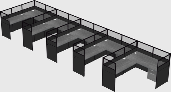 Shared l-shaped cubicle