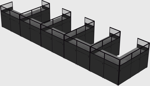 Shared l-shaped cubicle