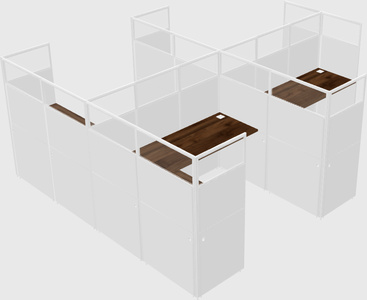Shared l-shaped cubicle