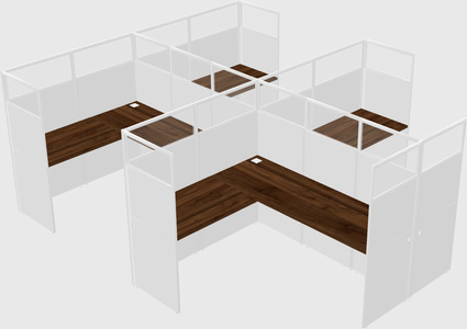 Shared l-shaped cubicle