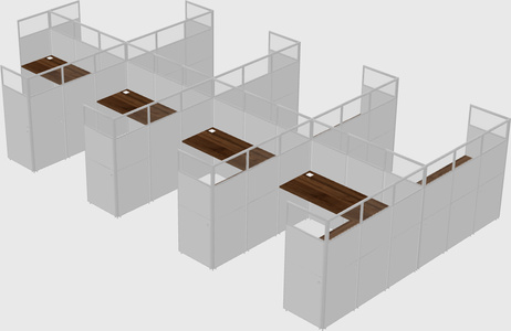 Shared l-shaped cubicle