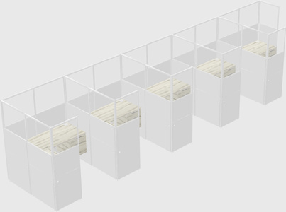 Shared l-shaped cubicle