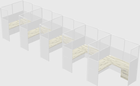 Shared l-shaped cubicle