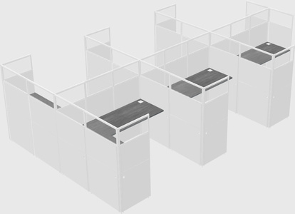 Shared l-shaped cubicle