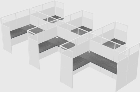 Shared l-shaped cubicle