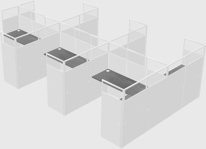 Shared l-shaped cubicle