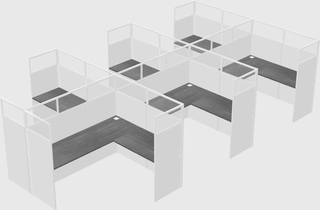 Shared l-shaped cubicle