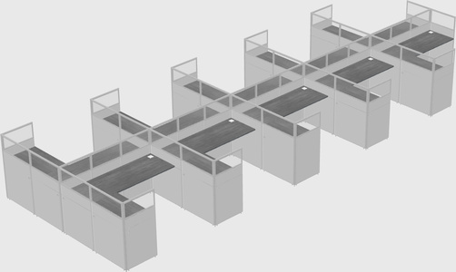 Shared l-shaped cubicle