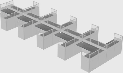 Shared l-shaped cubicle