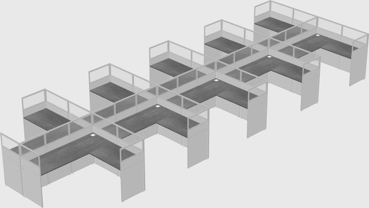 Shared l-shaped cubicle