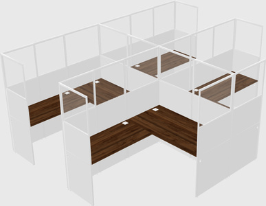 Shared l-shaped cubicle