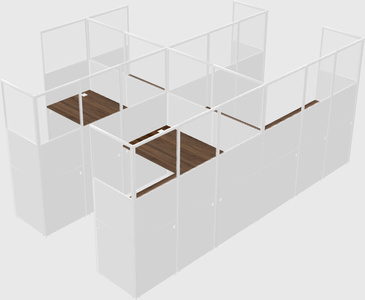 Shared l-shaped cubicle