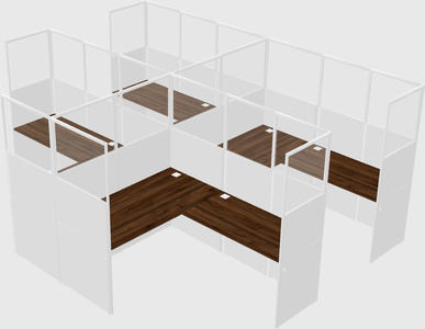 Shared l-shaped cubicle