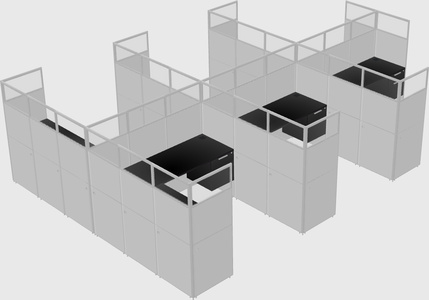 Shared l-shaped cubicle