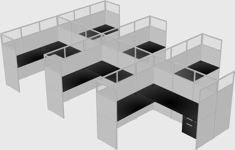 Shared l-shaped cubicle