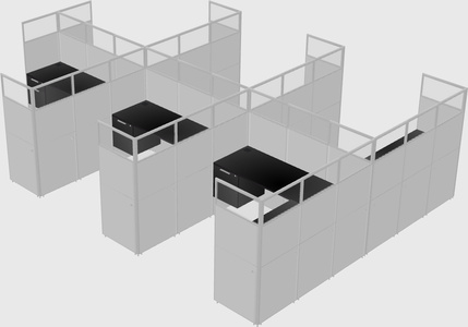 Shared l-shaped cubicle