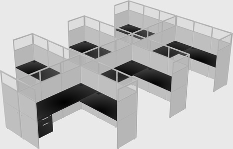 Shared l-shaped cubicle