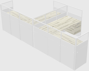 Shared l-shaped cubicle