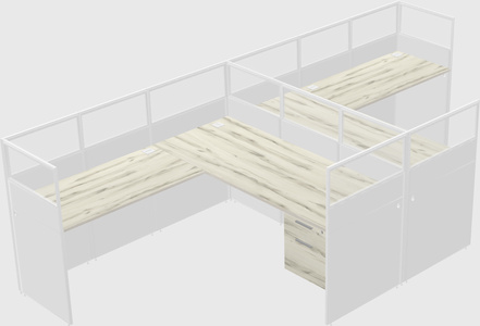 Shared l-shaped cubicle