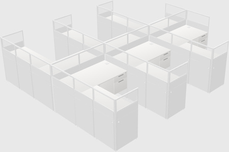 Shared l-shaped cubicle