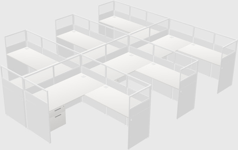 Shared l-shaped cubicle