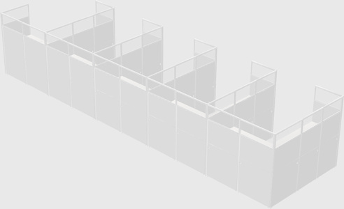 Shared l-shaped cubicle