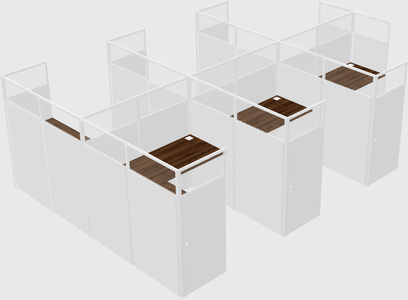 Shared l-shaped cubicle