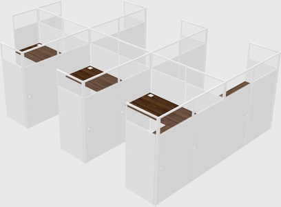 Shared l-shaped cubicle