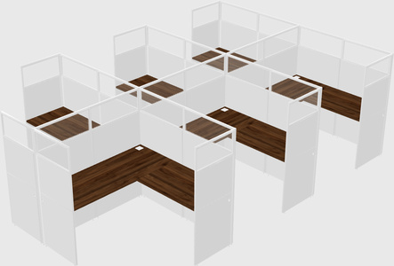 Shared l-shaped cubicle
