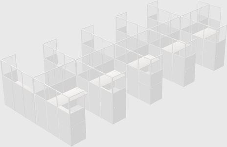 Shared l-shaped cubicle