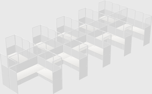 Shared l-shaped cubicle
