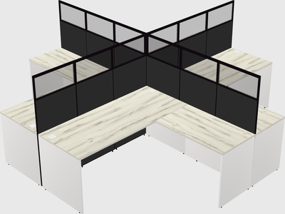 Shared l-shaped cubicles