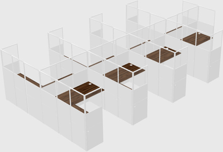 Shared l-shaped cubicle